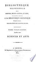 Bibliothèque universelle des sciences, belles-lettres, et arts
