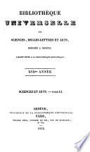 Bibliothèque universelle des sciences, belles-lettres, et arts
