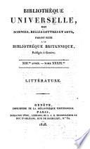 Bibliothèque universelle des sciences, belles-lettres, et arts