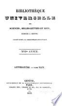 Bibliothèque universelle des sciences, belles-lettres, et arts