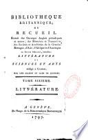 Bibliothèque universelle des sciences, belles-lettres et arts. Littérature