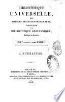 Bibliothèque universelle des sciences, belles-lettres et arts. Littérature