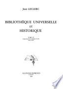 Bibliotheque universelle et historique