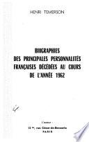 Biographies des principales personnalités françaises décédées au cours de l'année