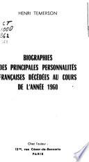 Biographies des principales personnalités françaises décédées au cours de l'année