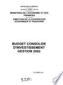 Budget consolidé d'investissement