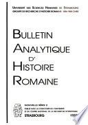 Bulletin analytique d'histoire romaine