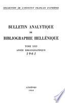 Bulletin analytique de bibliographie hellénique