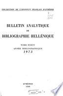 Bulletin analytique de bibliographie hellénique
