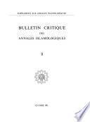 Bulletin critique des Annales islamologiques