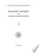 Bulletin critique des Annales islamologiques