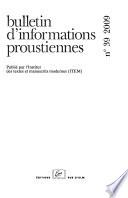 Bulletin d'informations proustiennes N° 39/2009