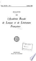 Bulletin de l'Académie royale de langue et de littérature françaises