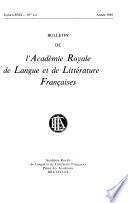 Bulletin de l'Académie royale de langue et de littérature françaises