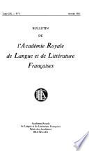 Bulletin de l'Académie royale de langue et de littérature françaises