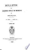 Bulletin de l'Académie royale de médecine de Belgique