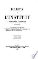 Bulletin de l'Institut national genevois