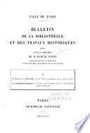 Bulletin de la bibliothèque et des trauvaux historiques