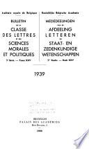 Bulletin de la Classe des lettres et des sciences morales et politiques