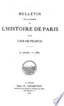 Bulletin de la Société de l'histoire de Paris et de l'Ile-de-France