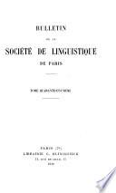 Bulletin de la Société de linguistique de Paris