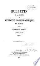 Bulletin de la Société de Médecine homoeopathique de Paris