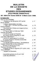 Bulletin de la Société des études océaniennes