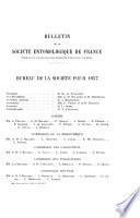 Bulletin de la Société entomologique de France