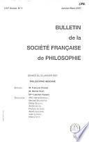 Bulletin de la Société française de philosophie