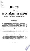 Bulletin des bibliothèques de France