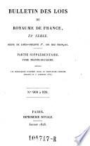 Bulletin des lois de la Republique Francaise