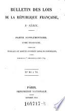 Bulletin des lois de la Republique Francaise