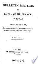 Bulletin des lois de la Republique Francaise