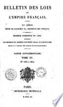 Bulletin des lois. Partie supplémentaire