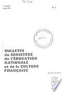 Bulletin du Ministère de l'éducation nationale et de la culture française