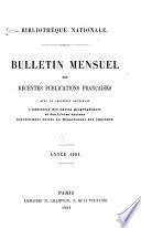 Bulletin mensuel des récentes publications françaises