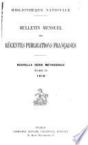 Bulletin mensuel des récentes publications françaises