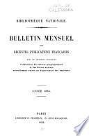 Bulletin Mensuel des Récentes Publications Francaises