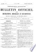 Bulletin Officiel des Decorations, Medailles et Recompenses