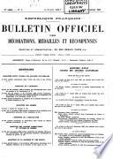 Bulletin Officiel des Decorations, Medailles et Recompenses