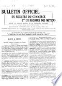 Bulletin Officiel du Registre du Commerce et du Registre des Matiers