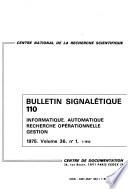 Bulletin signalétique 110: Informatique, automatique, recherche opérationnelle, gestion