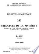 Bulletin signalétique 160: Structure de la matière I - Physique de l'état condensé, physique atomique et moléculaire, spectroscopie