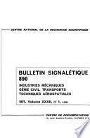 Bulletin signalétique 890: Industries mécaniques génie civil. Transports techniques aérospatiales