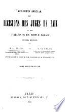 Bulletin spécial des décisions des juges de paix et des tribunaux de simple police