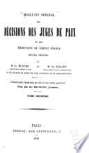 Bulletin spécial des décisions des juges de paix et des tribunaux de simple police