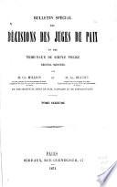 Bulletin spécial des décisions des juges de paix et tribunaux de simple police