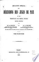Bulletin spécial des décisions des juges de paix et tribunaux de simple police