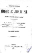 Bulletin spécial des décisions des juges de paix et tribunaux de simple police