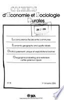 Cahiers d'économie et sociologie rurales